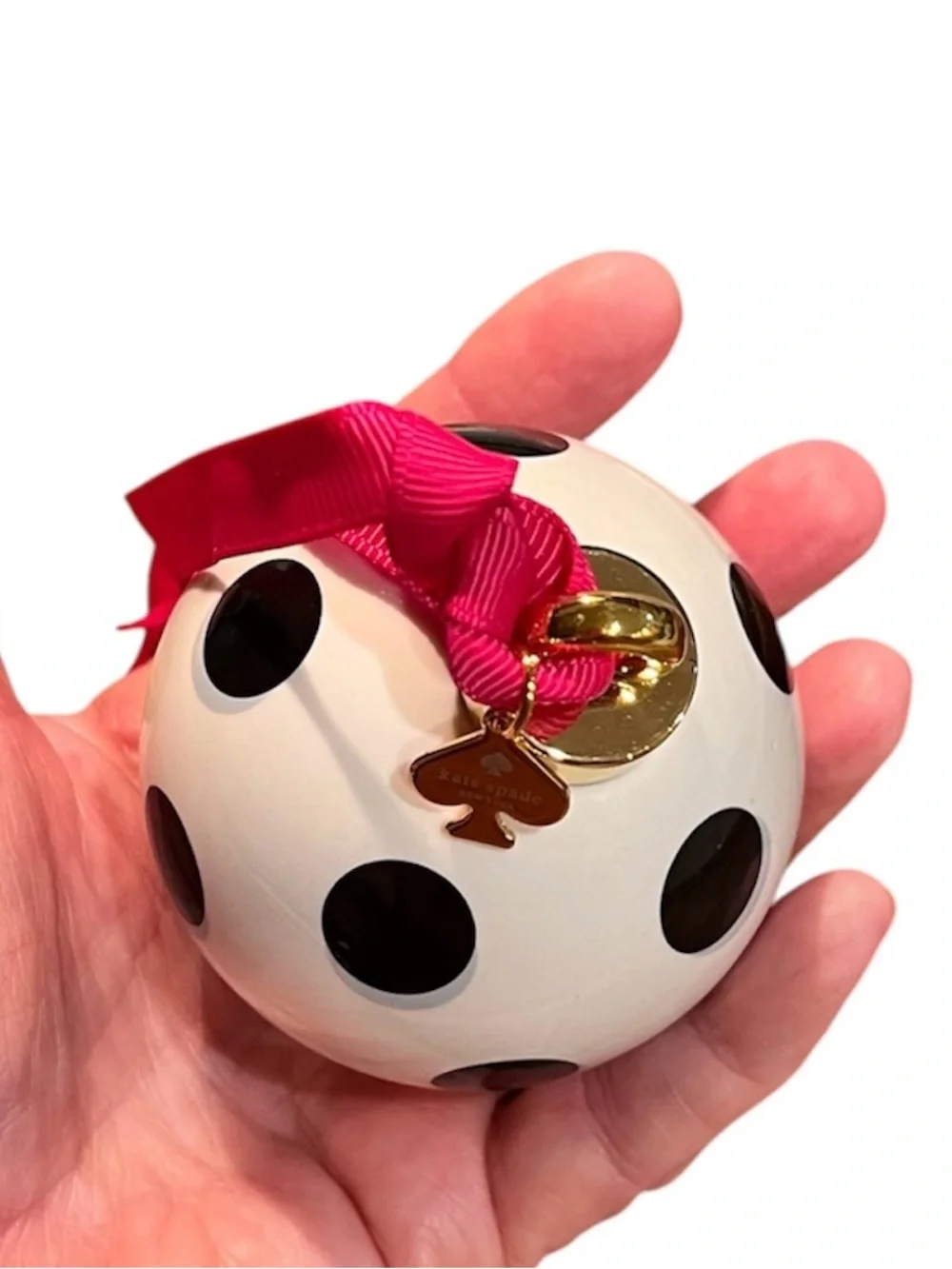Kate Spade New York Lenox Porcelain Polka Dot Ball Christmas Ornament Gold Spade